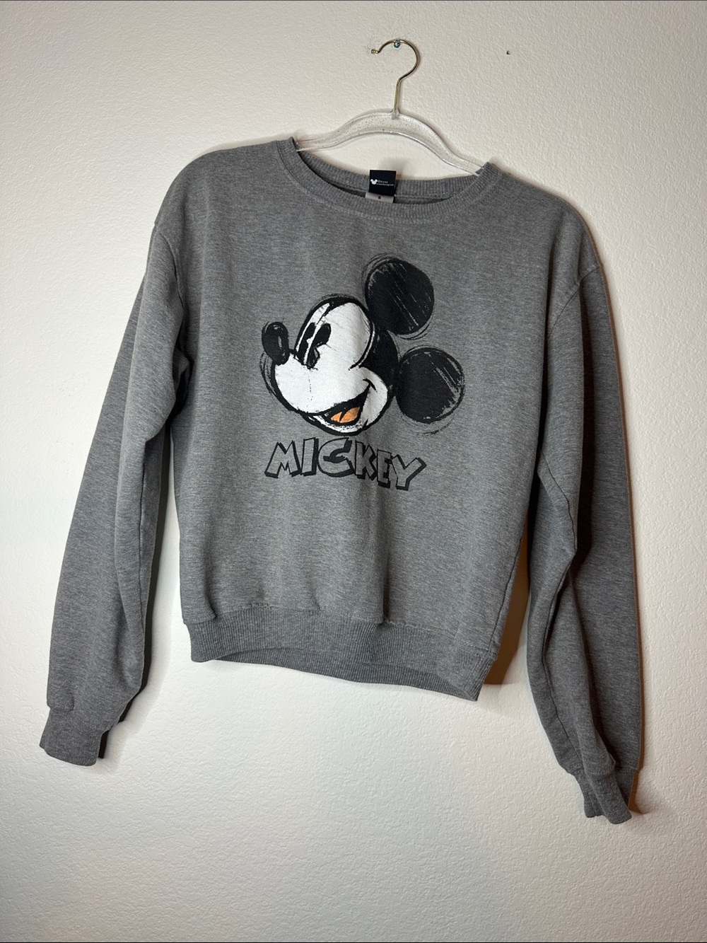 Disney Gray Mickey Crewneck Sweatshirt with Graphic